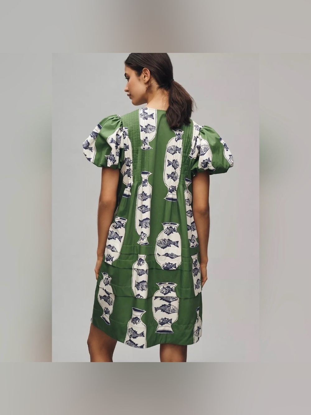 Hunter Bell Wilkes Puff-Sleeve Babydoll Dress L NWOT - Picture 5 of 7